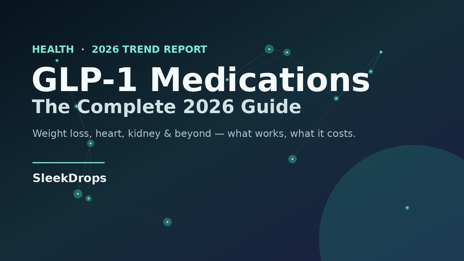 GLP-1 medications 2026: editorial cover graphic for the complete weight loss guide